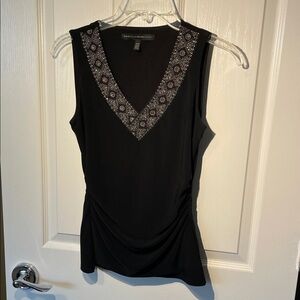 White House Black Market Black V-Neck Blouse
